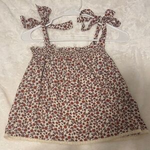 Floral Top with Bow Straps